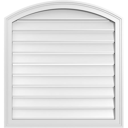 Ekena Millwork Arch Top Surface Mount PVC Gable Vent: Non-Functional, w/2"W x 1-1/2"P Brickmould Frame, 30"W x 30"H GVPAR30X3002SN